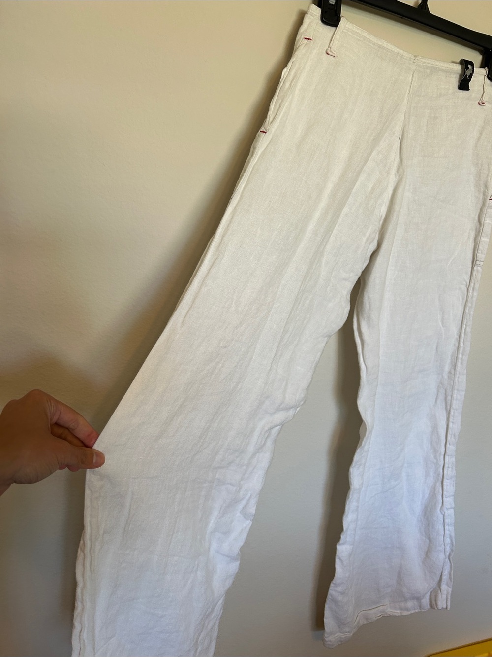 Women's White Linen Wide-Leg Pants - Picture 5 of 13